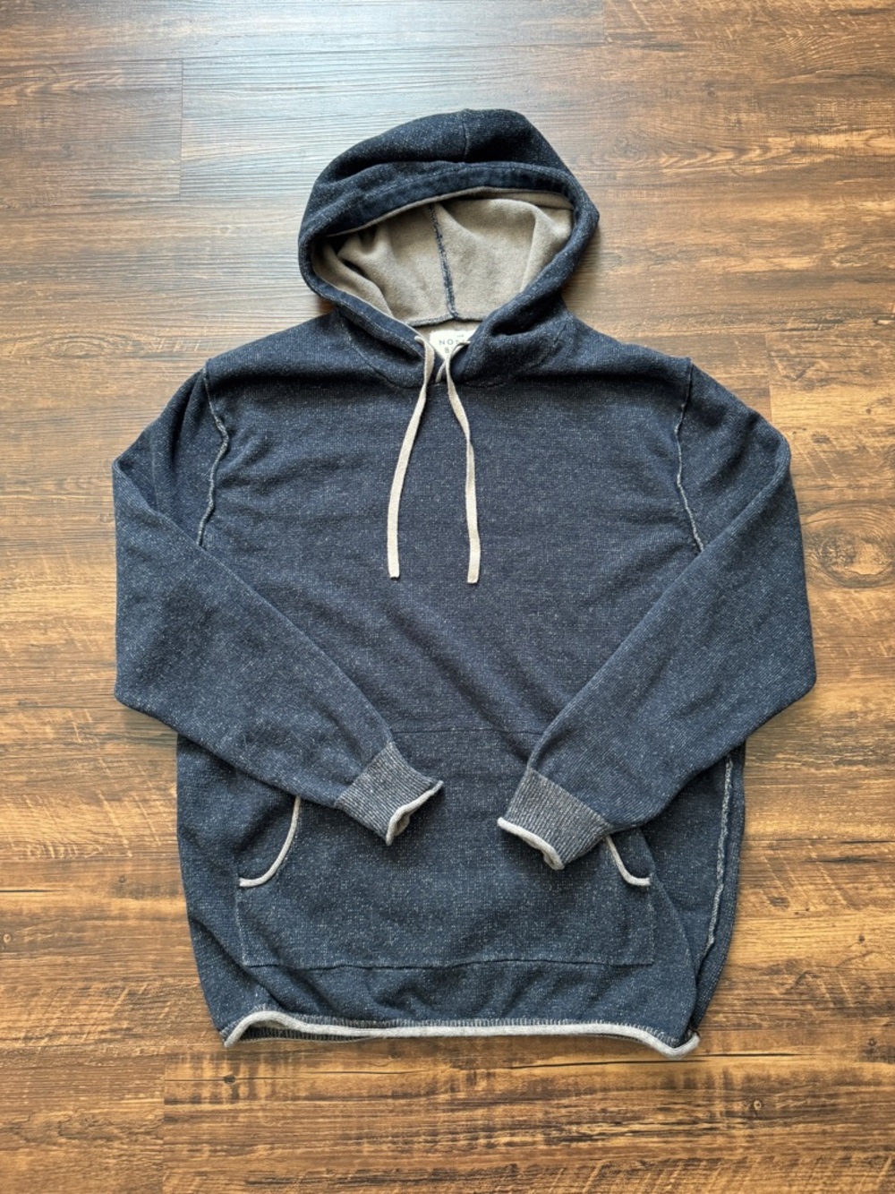 The Normal Brand Navy Blue Hooded Sweatshirt with Light Gray Trim
